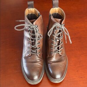 H&M Dark Brown Leather Lace-Up Boots
